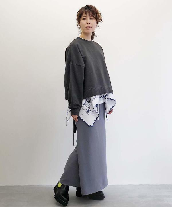 ポリエステルスムースツイル エプロンラップスカート