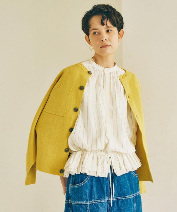 コットンミラノリブ　カーディガン