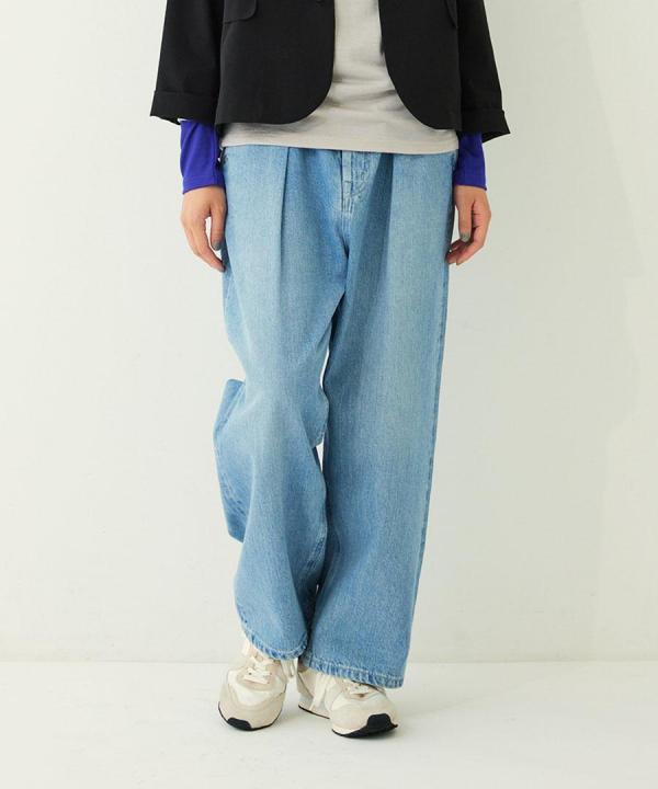 セルヴィッジデニム　ワイドタックパンツ