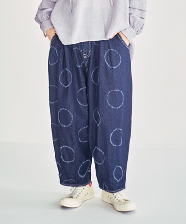 ドットカット刺繡デニム　パンツ