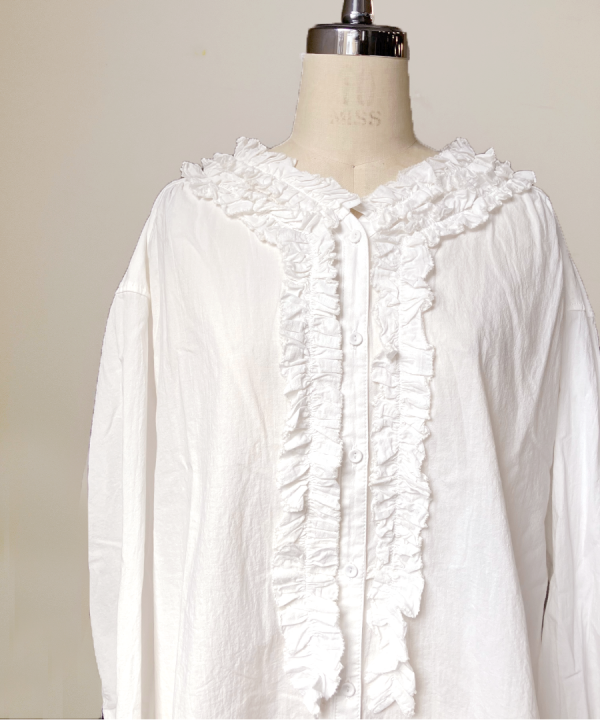 ふわふわコットン　フリルブラウス