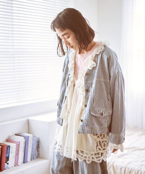 9ozデニム/ヒッコリーストライプ ジャケット