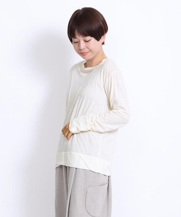 フェザリーコットン天竺　クルーネック長袖