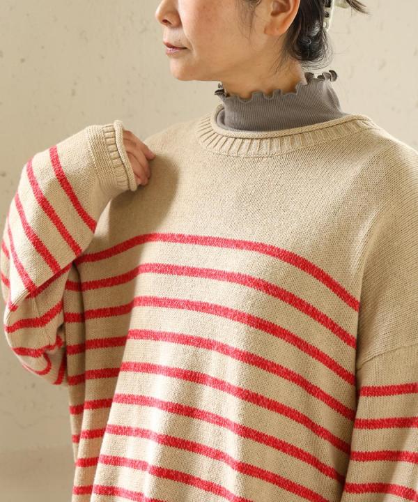 コットンウールボーダー　プルオーバー