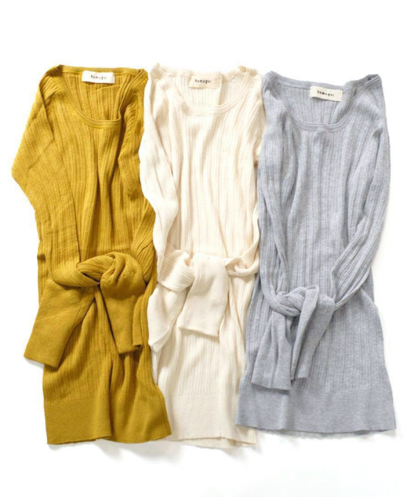 ランダムリブニット　Uネック