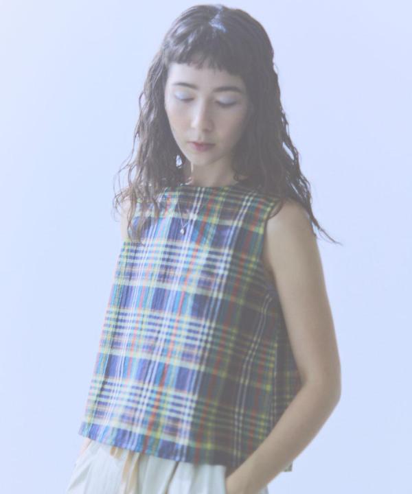 madras check  スリーブレスプルオーバー