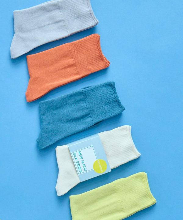 リブ先丸シルクコットンソックス