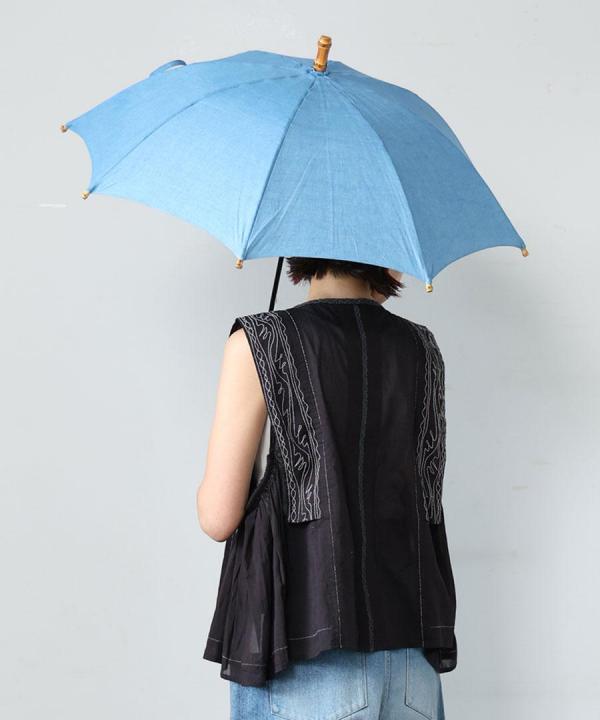 きつねのたすき/長日傘/麻無地水縹