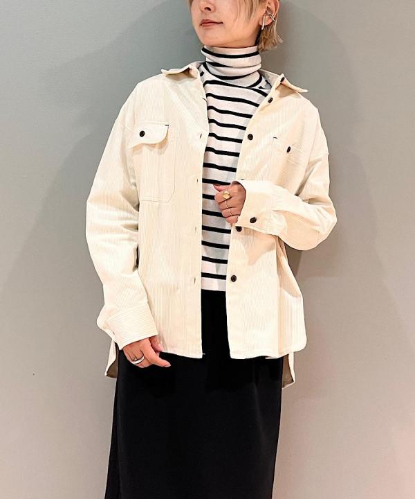 9Wソフトコーデュロイストレッチ ルーズシャツ