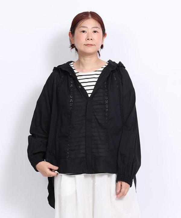 ケミカルレース フードブラウス