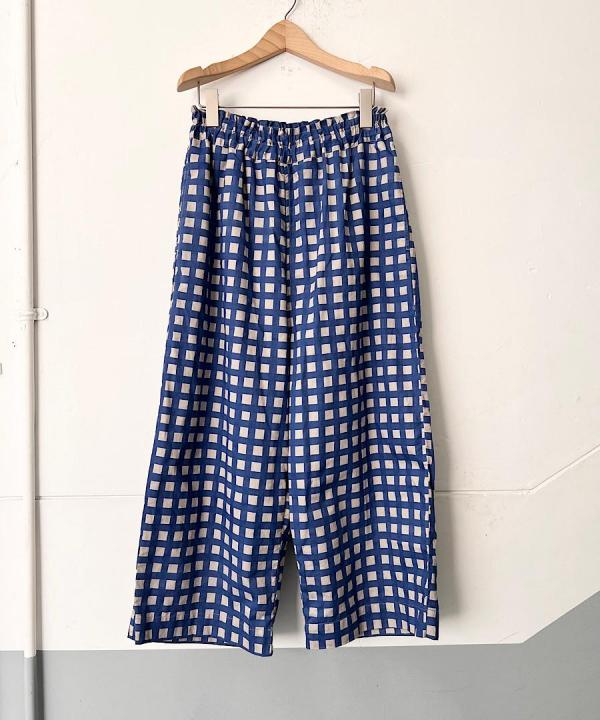 ギンガムチェックプリント　ギャザーパンツ