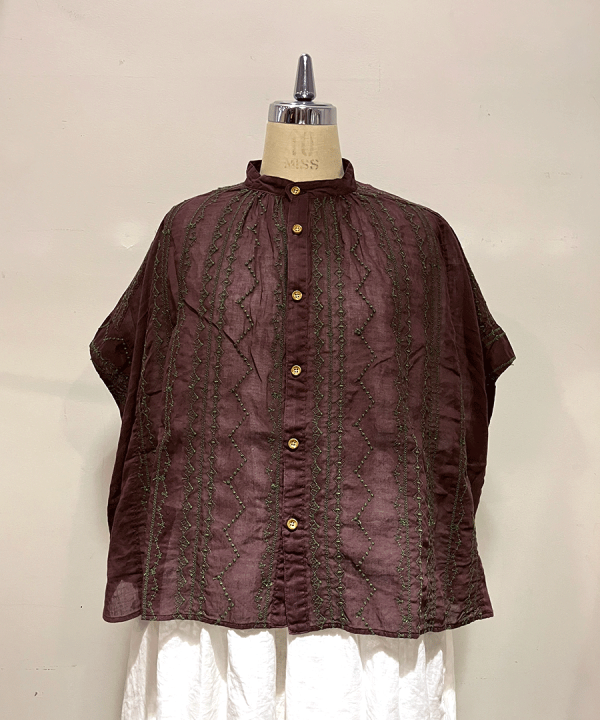 コットンガーゼクロスステッチ刺繍 ブラウス