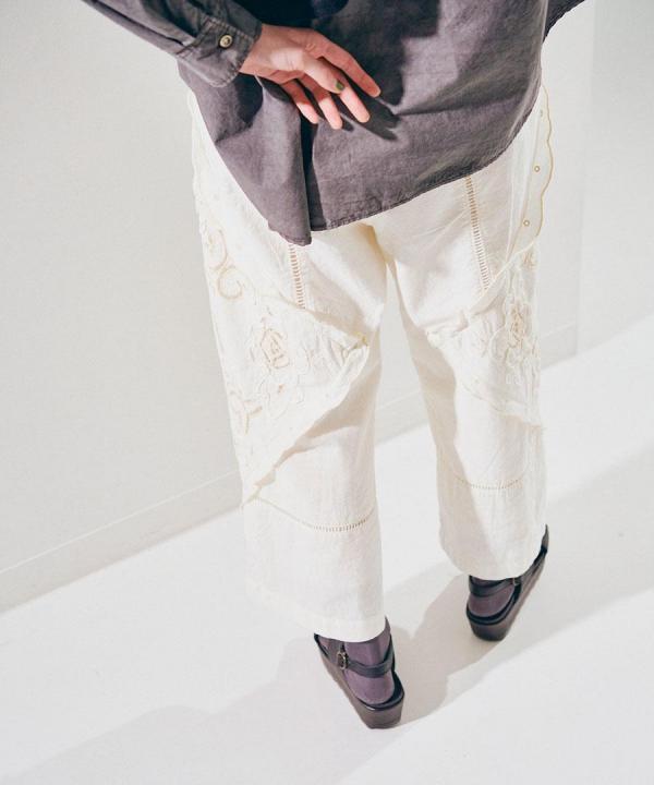 ケミカルカットワーク刺繍　パンツ