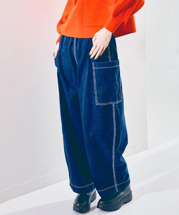 インディゴダイリップストップ　パンツ