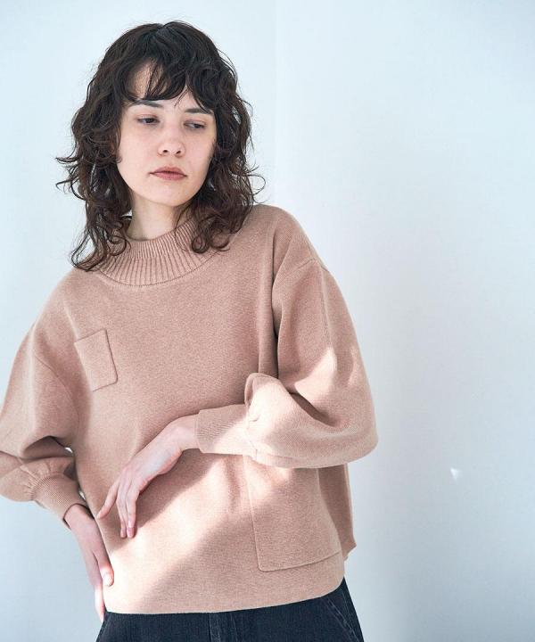 コットンミラノリブ　タートルプルオーバー