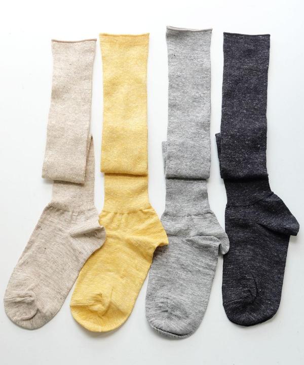 ゆりかご　リネンハイソックス