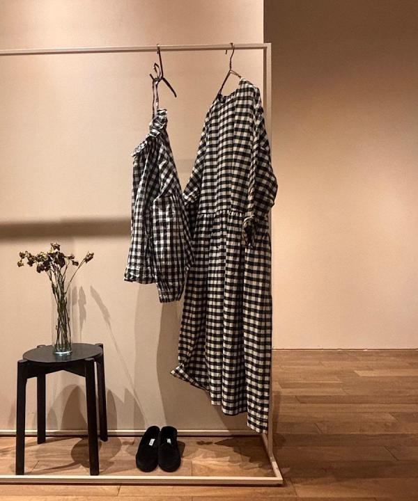 GIMGHAM MODERNIST SWIITCHING GATHER OP