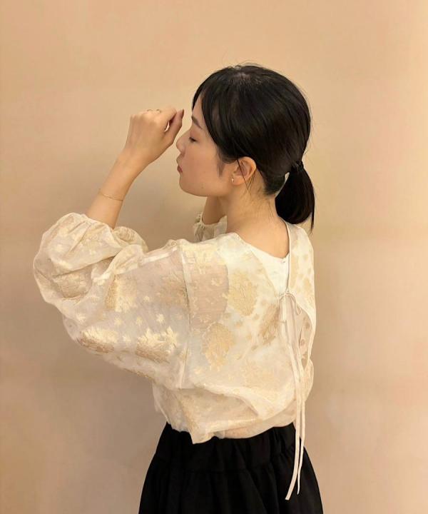cut jacquard blouse