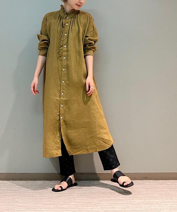 LINEN URBAN FRILL ONE PIECE