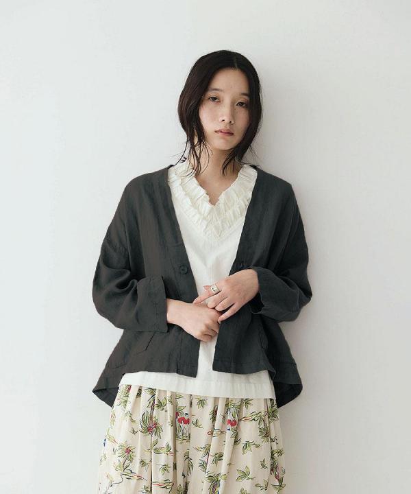 リユールリネン Vネックカーディガン