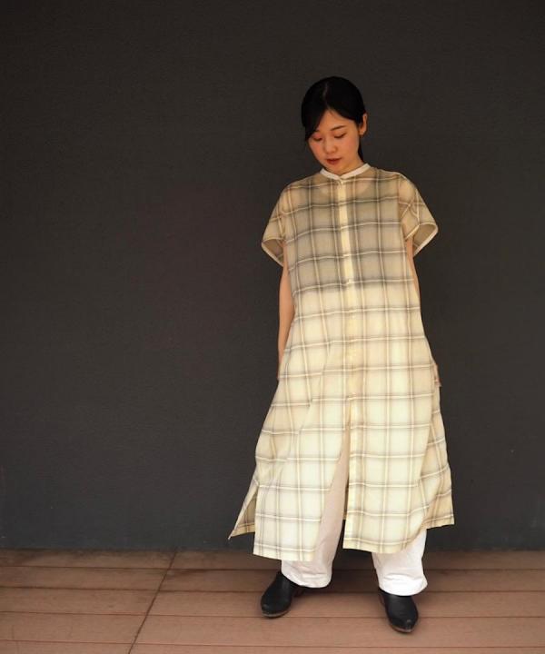 コットンシースルーチェック　ワンピース