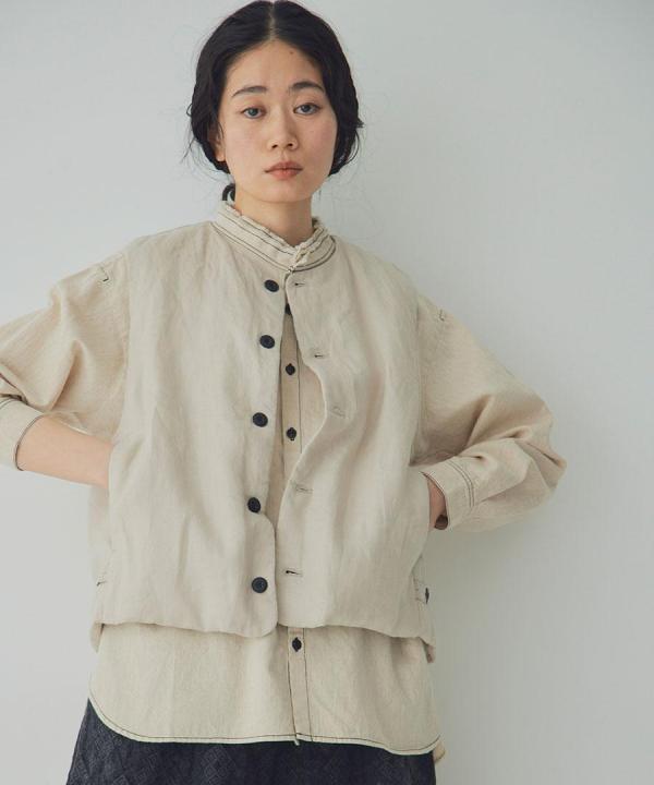 リネンキルト 中綿ベスト