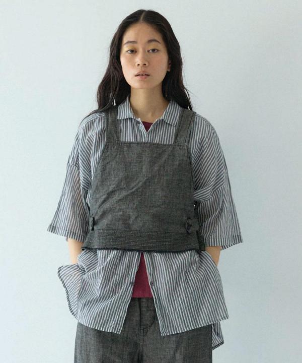 綿麻スラブデニム ベスト