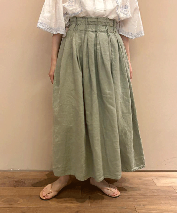 25/-リネン製品染め　タックスカート
