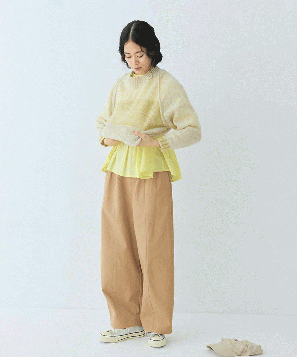 ナチュラルコットンピーチツイル カーブパンツ