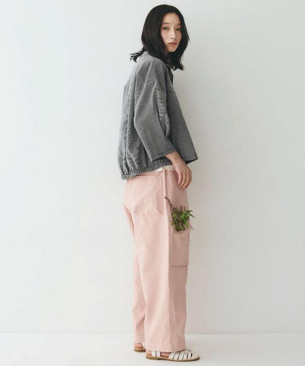 ヘリンボーン　カーゴワイドパンツ