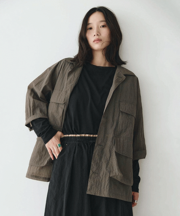 シアーリップストップ　8分袖ワークシャツジャケット