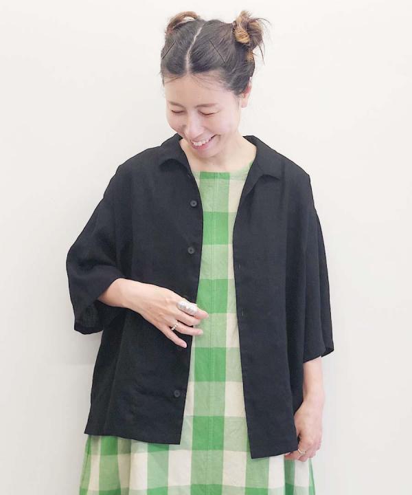 スラブトリアセテート・ガーゼ 一枚襟シャツ