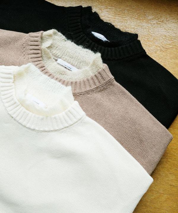 コットンカシミヤ×モヘア Wネックプルオーバー