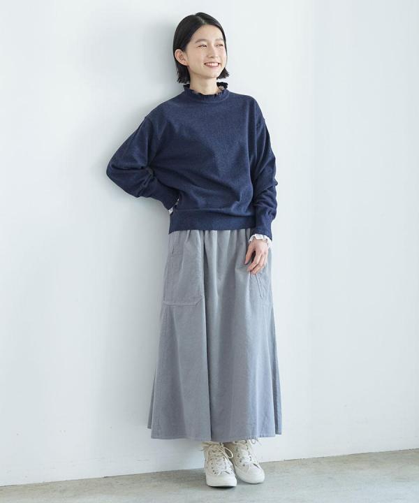 細コールコーデュロイ ポケットスカート