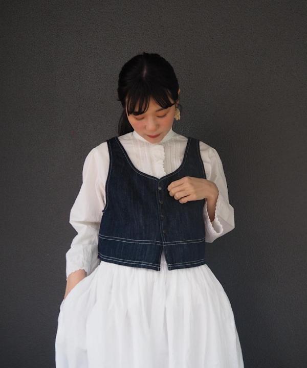 コットンリネンデニム 2wayベスト
