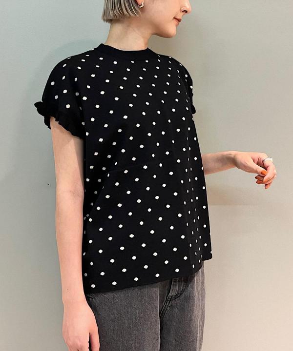 ドットジャガード　フリル袖フレンチ