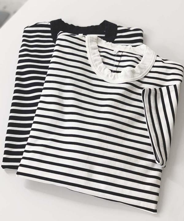 微強撚綿天竺　クルーネック5分袖カットソー