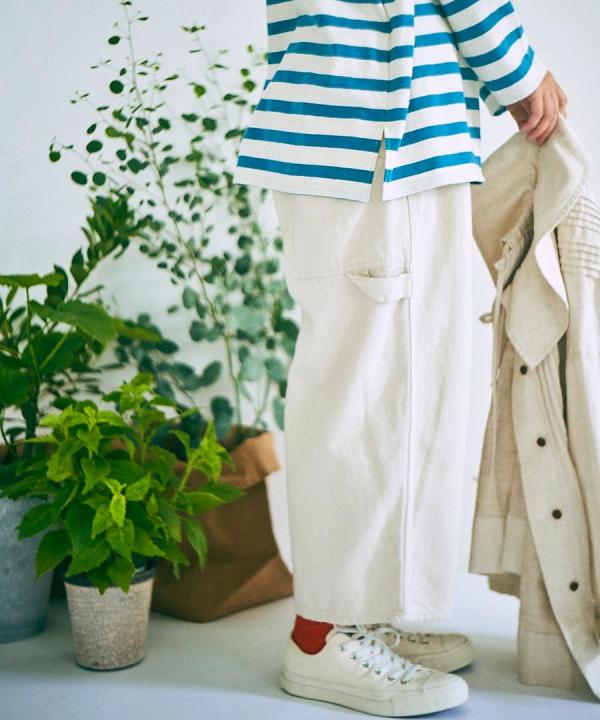 9.5ozコットンリネンデニム　ワイドテーパードパンツ