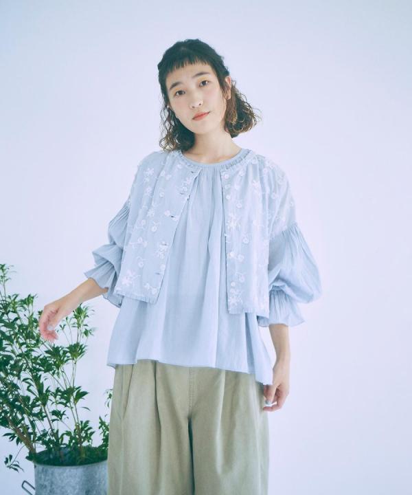 3Dフラワー刺繍ボイル　セットブラウス