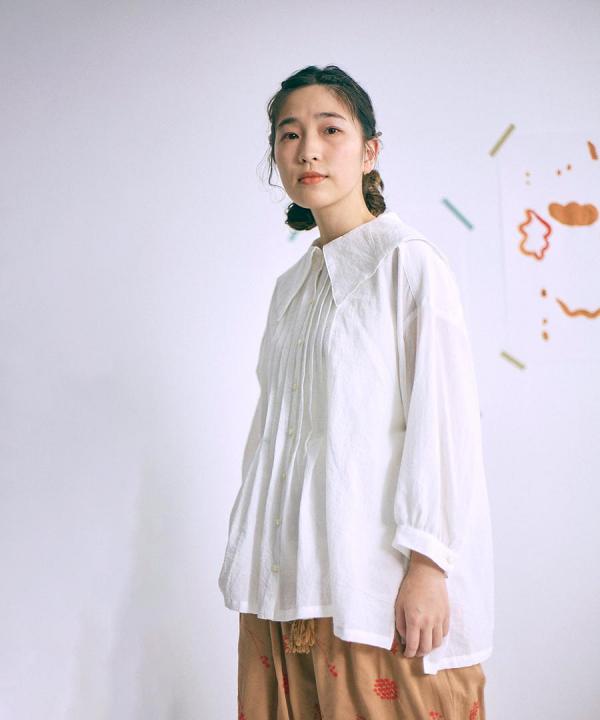 ふわふわローン　ビッグカラーロングシャツ