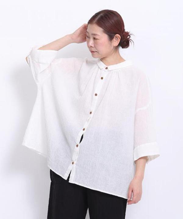 綿麻先染めボイルワッシャー　シャツ