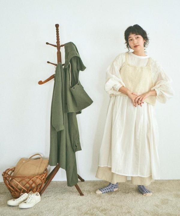 ハンド刺繍コットンモス　2wayワンピース