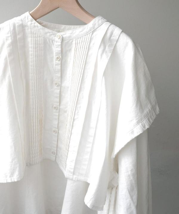 5ozコットンリネンスラブデニム　ベスト付プルオーバー