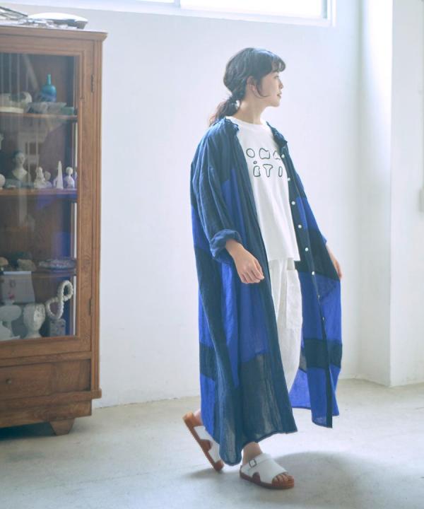 パッチワークワッシャーリネン　2wayワンピース