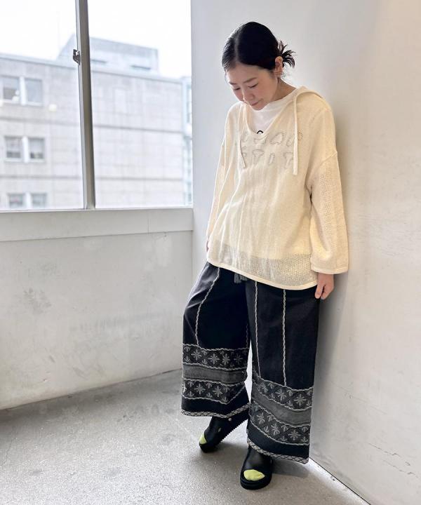 コットンリネン刺繍　パンツ