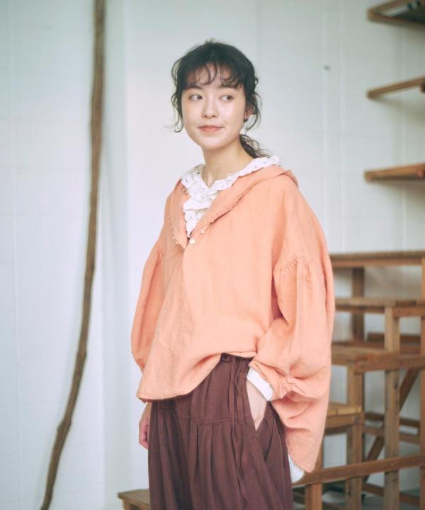 ラミーキャンバス　フードブラウス