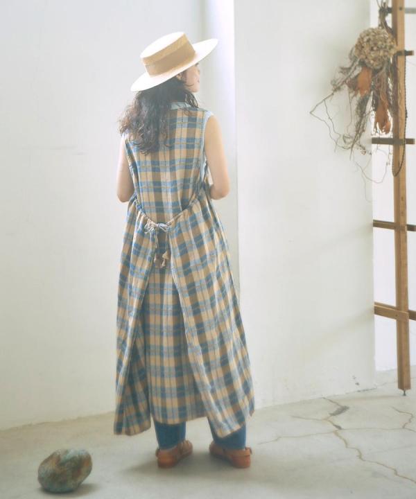 格子織り先染めチェック　マルチwayワンピース