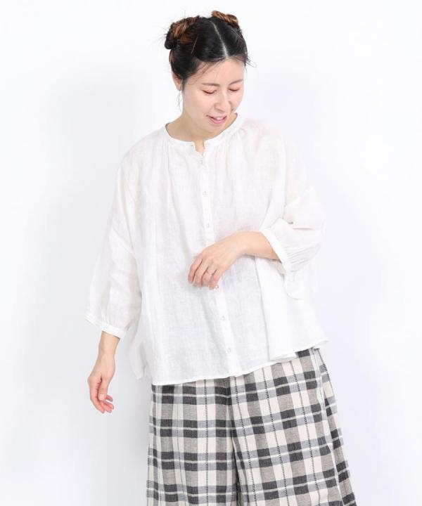 細番手リネン　2wayブラウス