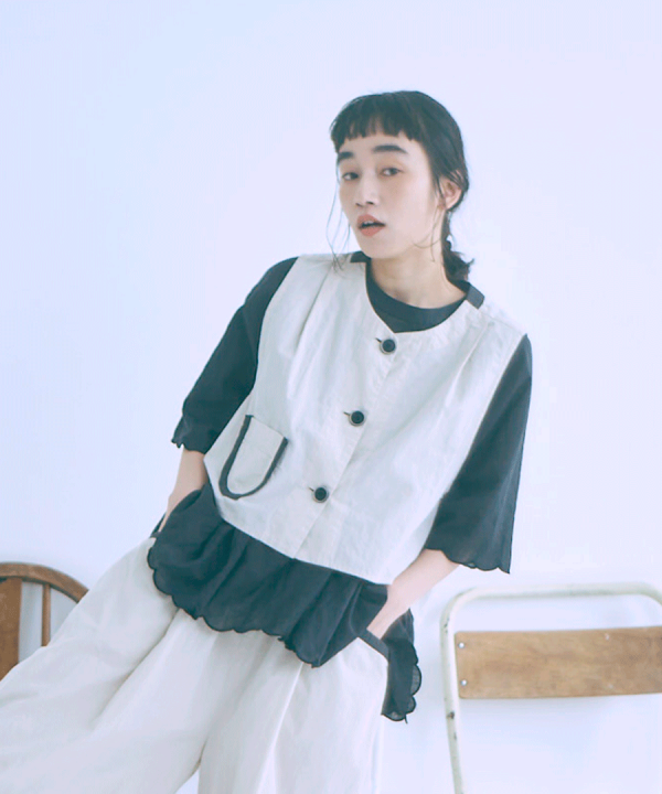 コットンブロードシャンブレー　ベスト