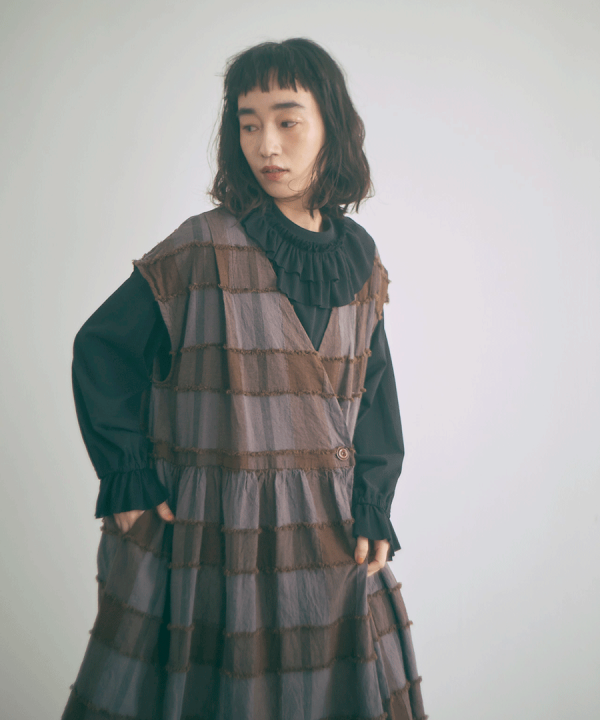 ブロックチェックカットジャガード　ワンピース